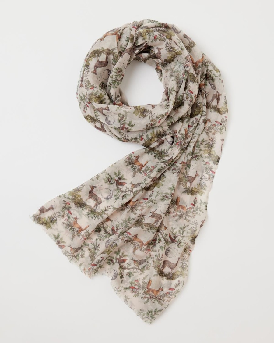 Scarves & Hats Fable England | A Night'S Tale Woodland Crystal Grey Light Weight Scarf