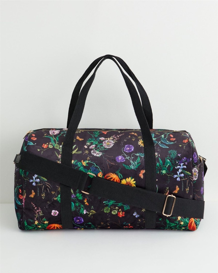 Handbags Fable England | Botanical Pumpkin Black Weekender Bag