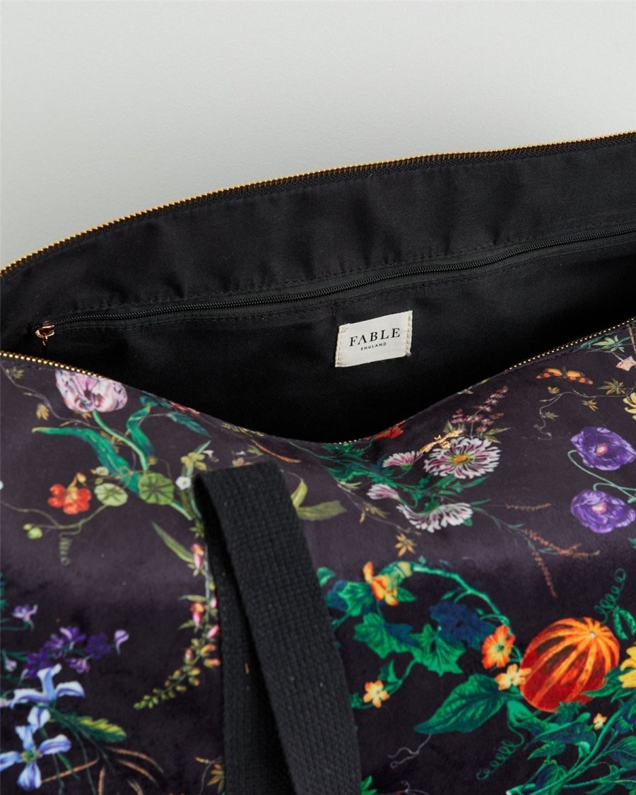 Handbags Fable England | Botanical Pumpkin Black Weekender Bag