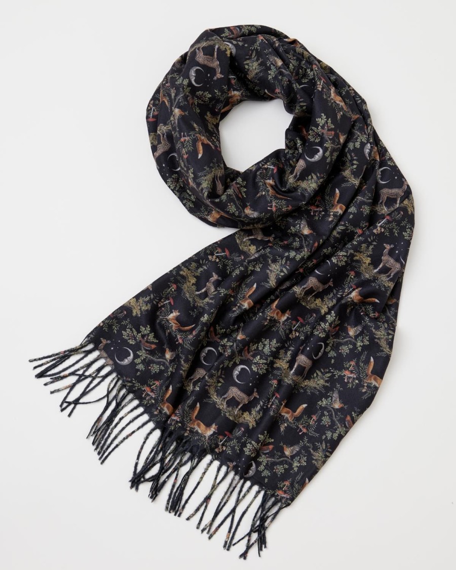 Scarves & Hats Fable England | A Night'S Tale Woodland Midnight Heavy Weight Scarf