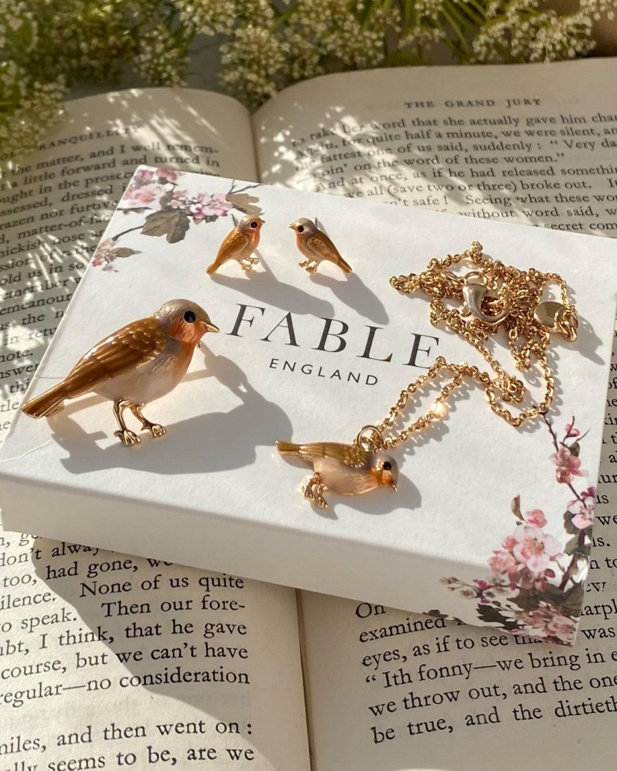 Jewellery Fable England | Enamel Robin Necklace