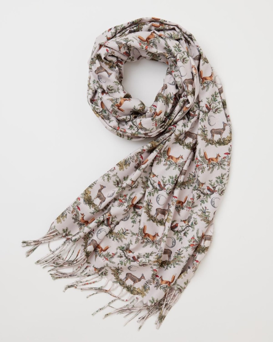 Scarves & Hats Fable England | A Night'S Tale Woodland Crystal Grey Heavy Weight Scarf