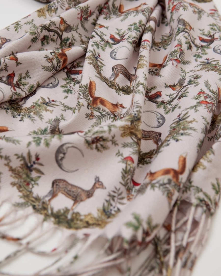 Scarves & Hats Fable England | A Night'S Tale Woodland Crystal Grey Heavy Weight Scarf