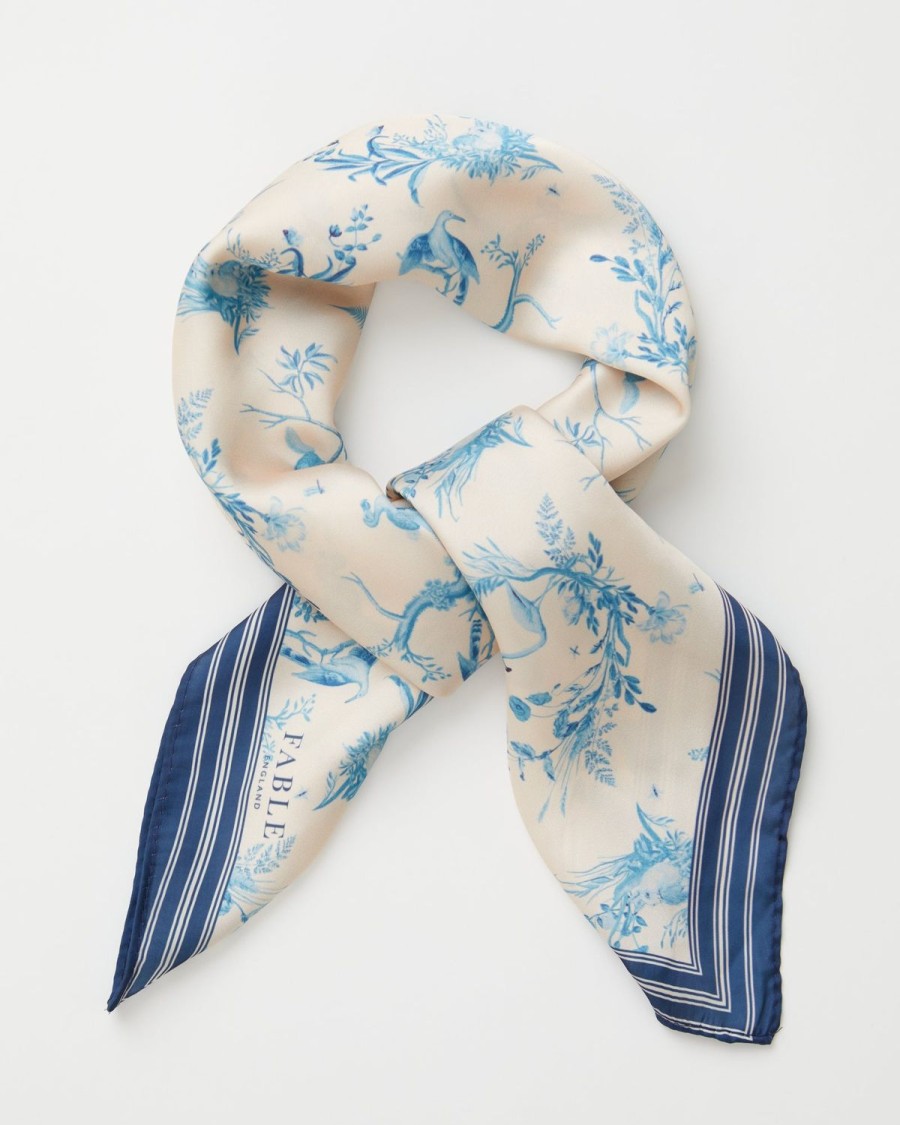 Scarves & Hats Fable England | Toile De Jouy Vintage Blue Square Scarf