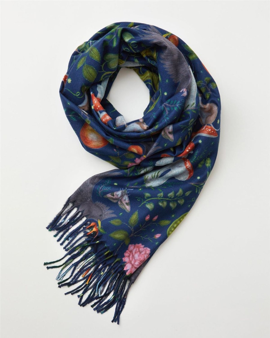 Scarves & Hats Fable England | Catherine Rowe'S Into The Woods Scarf Blue