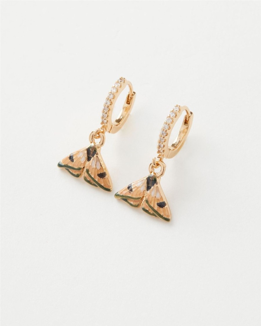 Jewellery Fable England | Enamel Moth Huggie Earrings