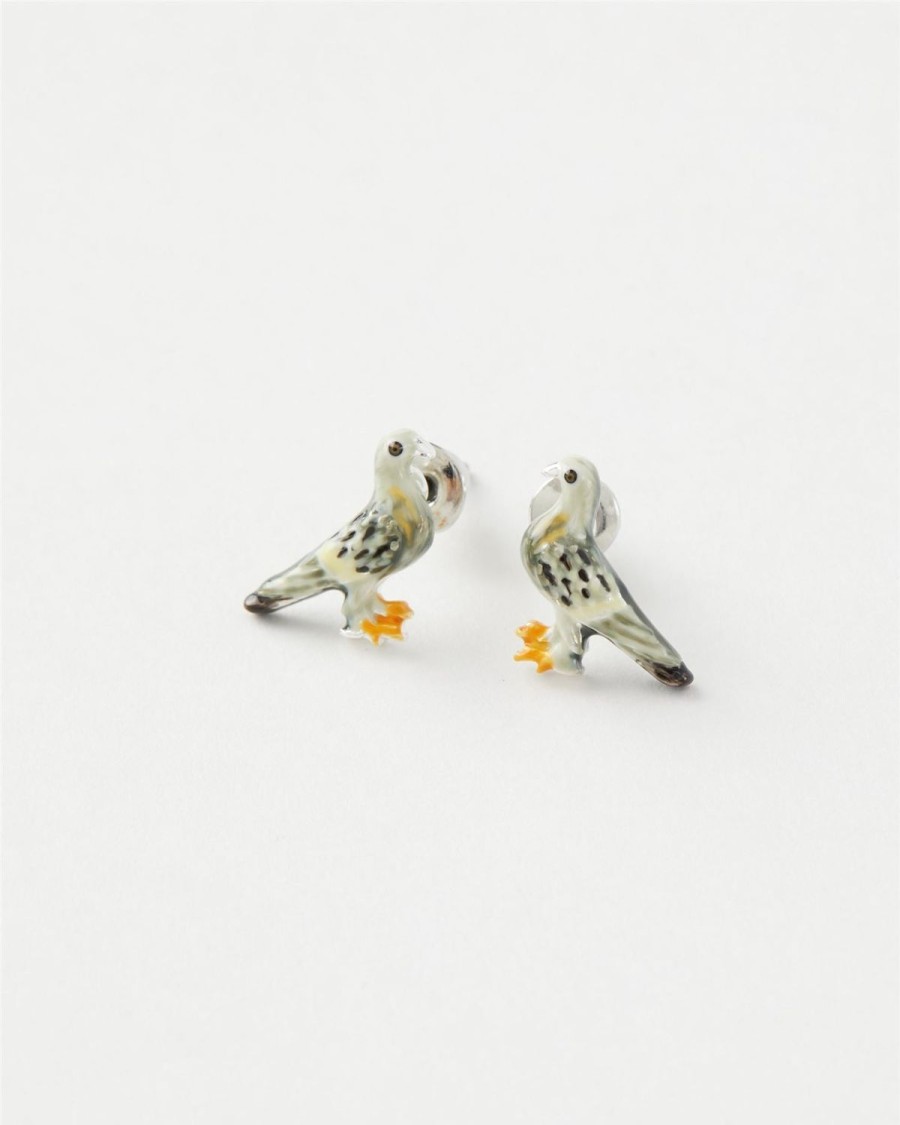 Jewellery Fable England | Enamel Pigeon Stud Earrings