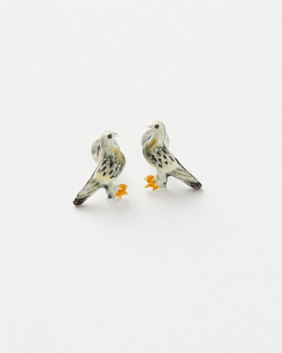 Jewellery Fable England | Enamel Pigeon Stud Earrings