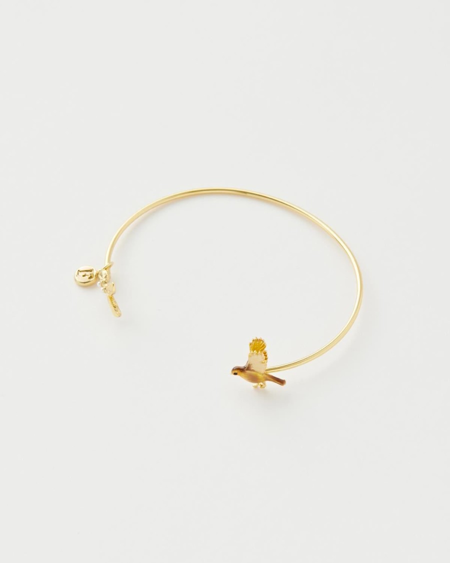 Jewellery Fable England | Enamel Robin & Mistletoe Bangle