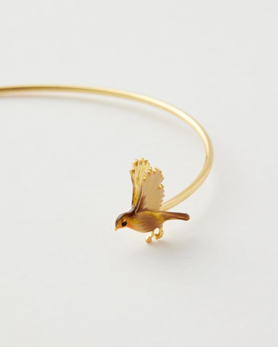 Jewellery Fable England | Enamel Robin & Mistletoe Bangle