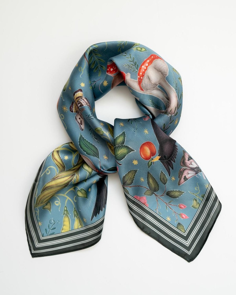 Scarves & Hats Fable England | Catherine Rowe'S Into The Woods Square Scarf Teal