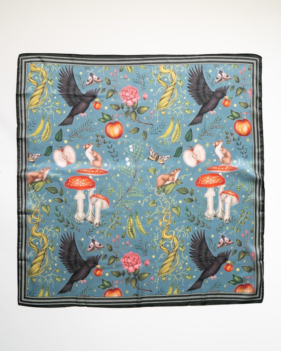 Scarves & Hats Fable England | Catherine Rowe'S Into The Woods Square Scarf Teal