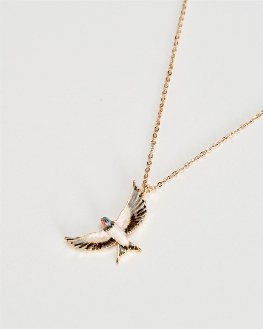 Jewellery Fable England | Enamel Swallow Short Necklace