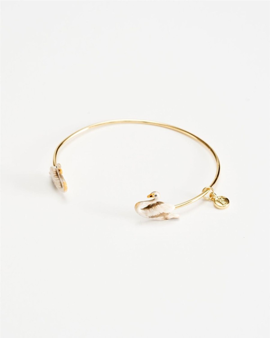 Jewellery Fable England | Enamel Swan Bangle