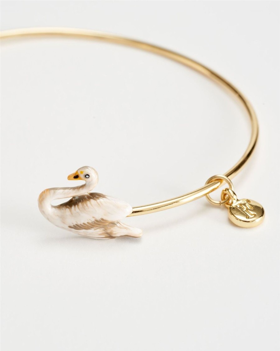 Jewellery Fable England | Enamel Swan Bangle