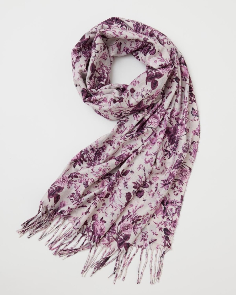 Scarves & Hats Fable England | Rambling Rose Heavyweight Scarf Burgundy