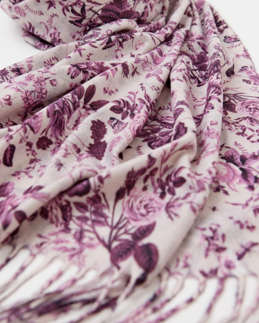 Scarves & Hats Fable England | Rambling Rose Heavyweight Scarf Burgundy