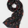 Scarves & Hats Fable England | Rambling Floral Lightweight Scarf Black