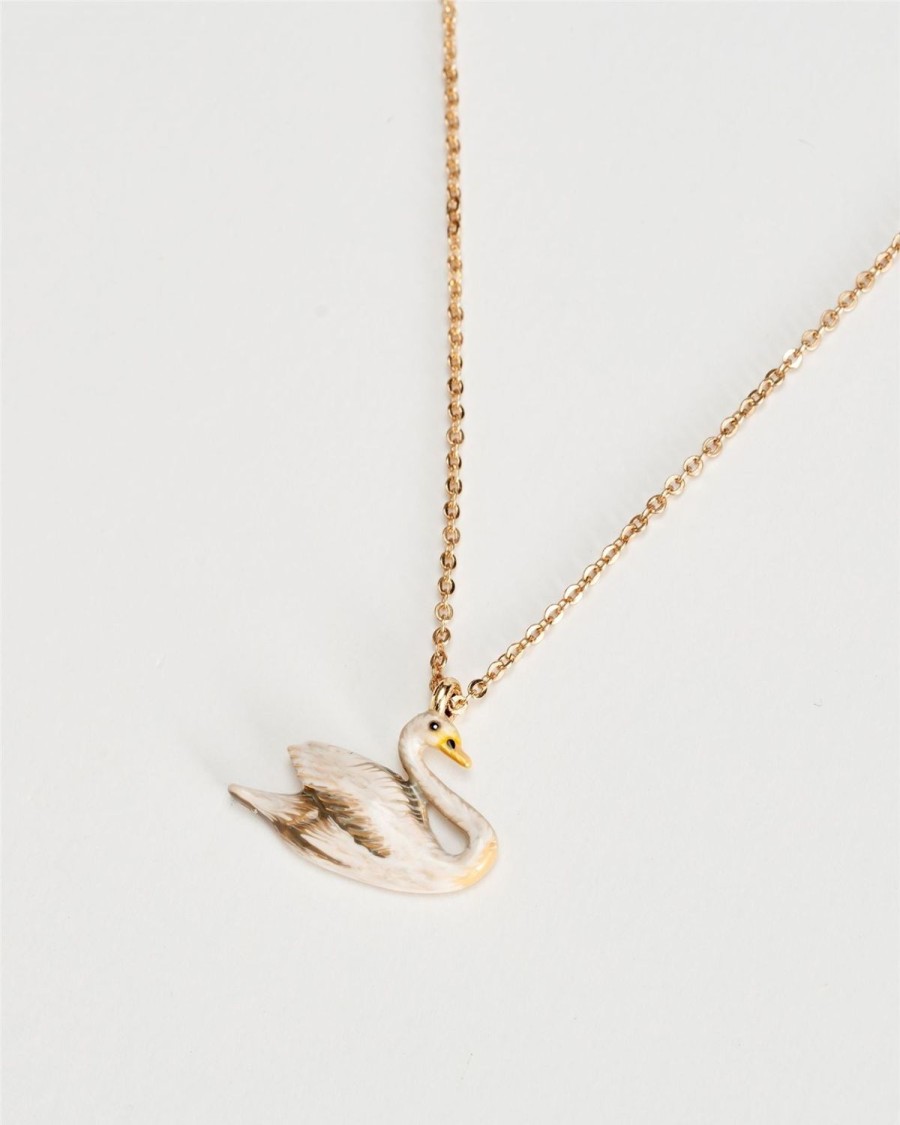 Jewellery Fable England | Enamel Swan Short Necklace