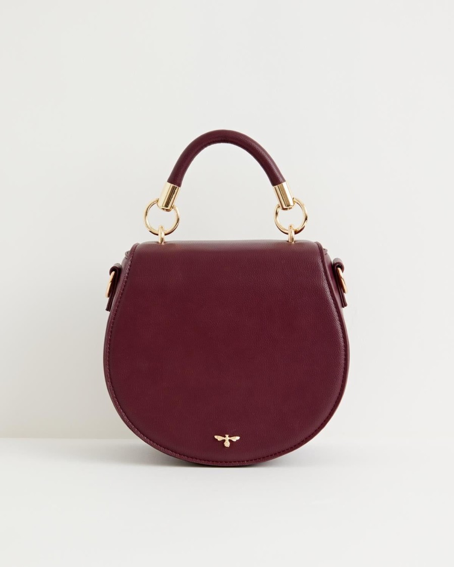 Handbags Fable England | Liberty Saddle Bag Burgundy Vegan Leather