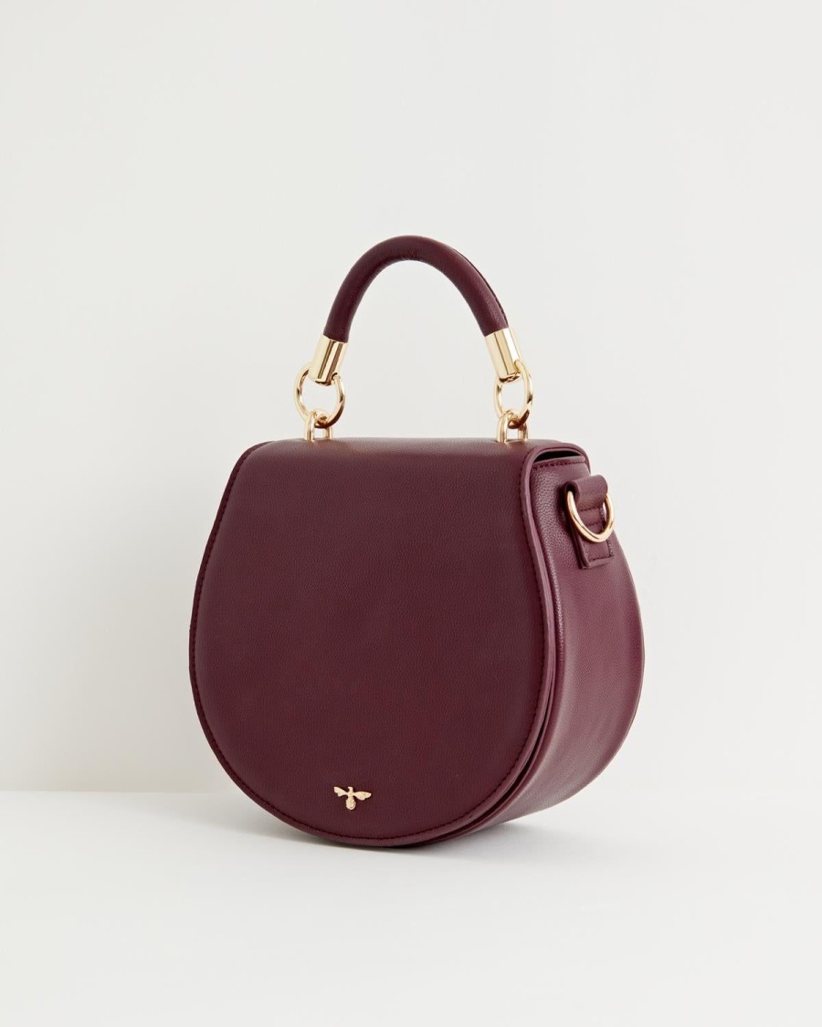 Handbags Fable England | Liberty Saddle Bag Burgundy Vegan Leather