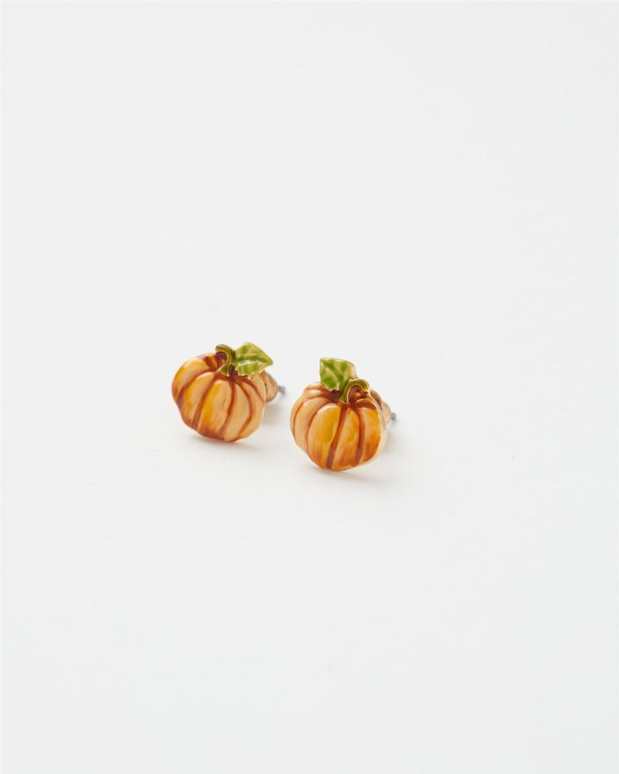 Jewellery Fable England | Enamel Pumpkin Stud Earrings