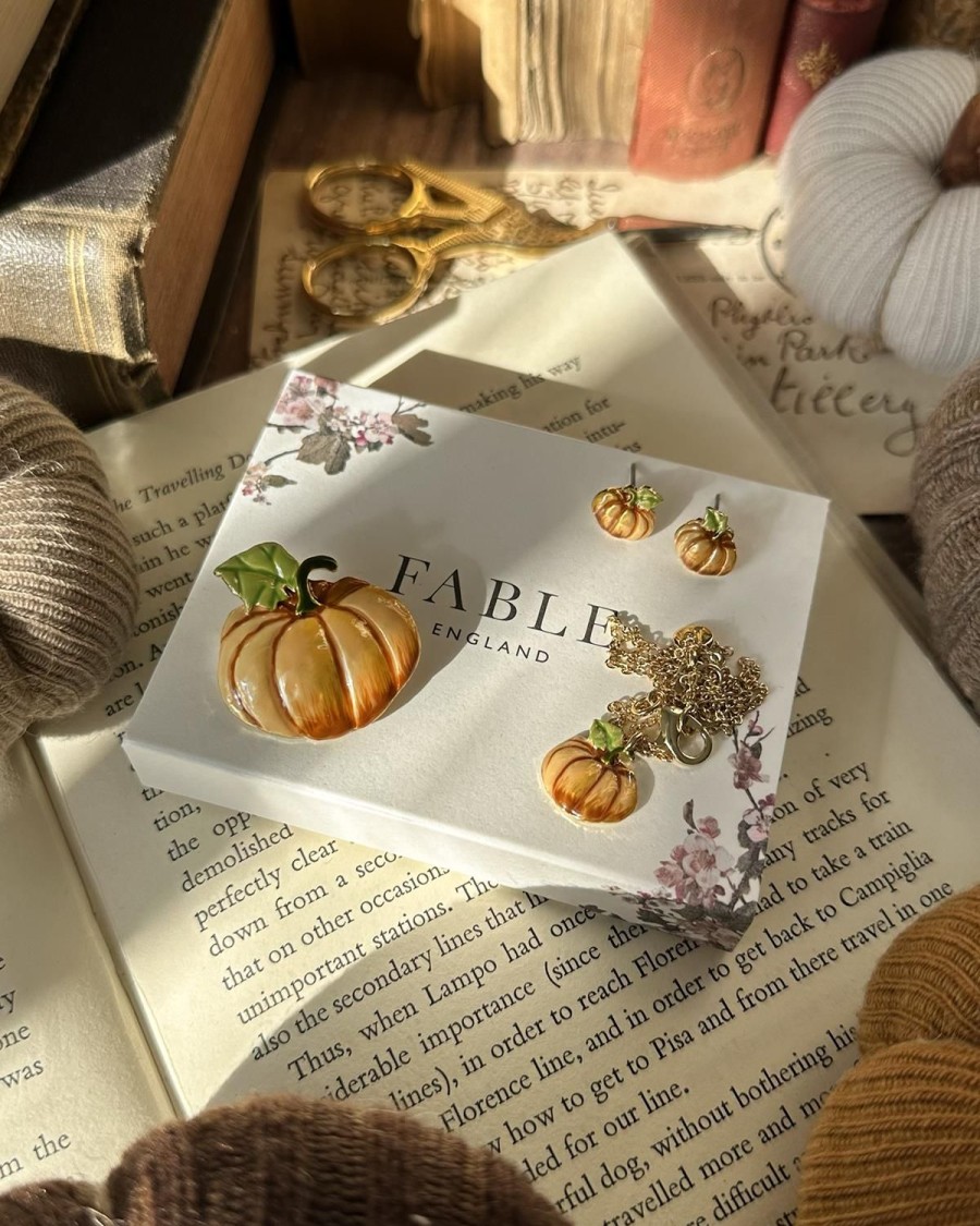 Jewellery Fable England | Enamel Pumpkin Stud Earrings