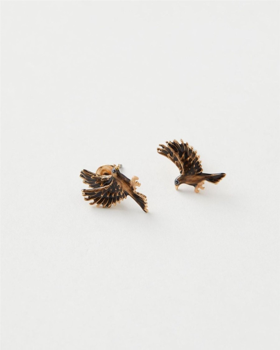 Jewellery Fable England | Enamel Black Bird Stud Earrings