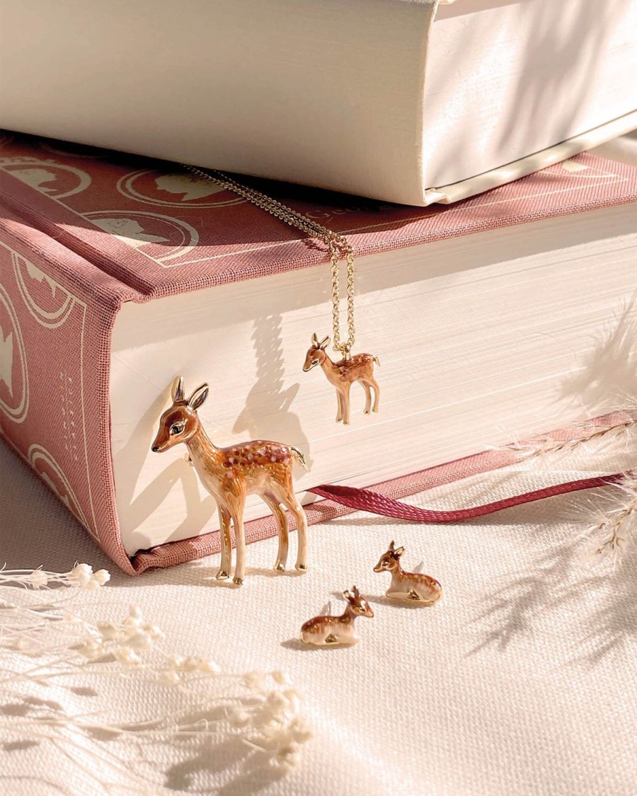 Jewellery Fable England | Enamel Fawn Brooch