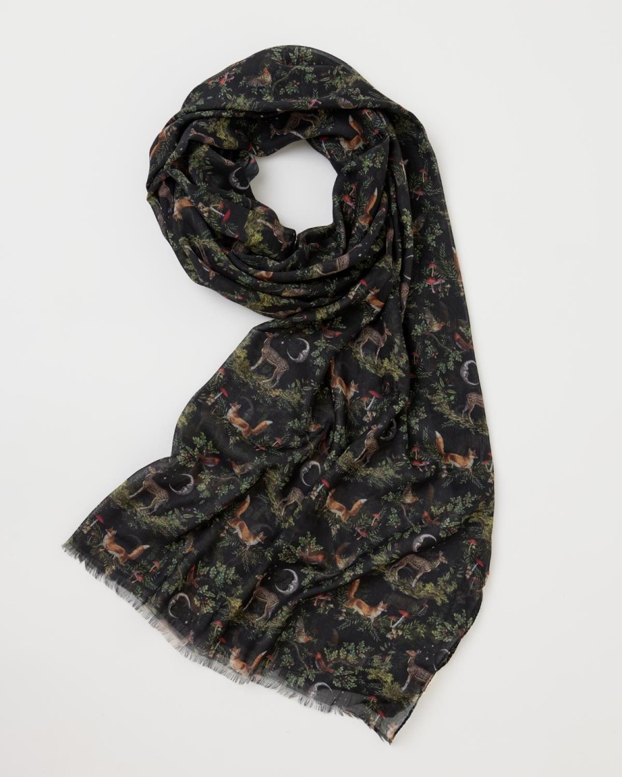 Scarves & Hats Fable England | A Night'S Tale Woodland Midnight Light Weight Scarf