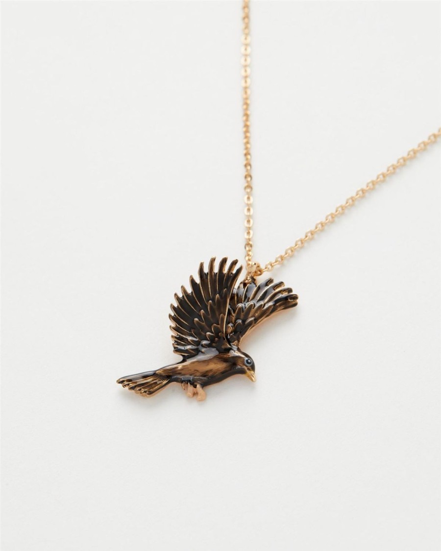 Jewellery Fable England | Enamel Black Bird Short Necklace