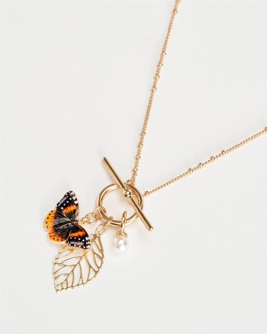 Jewellery Fable England | Enamel Red Admiral Charm Necklace