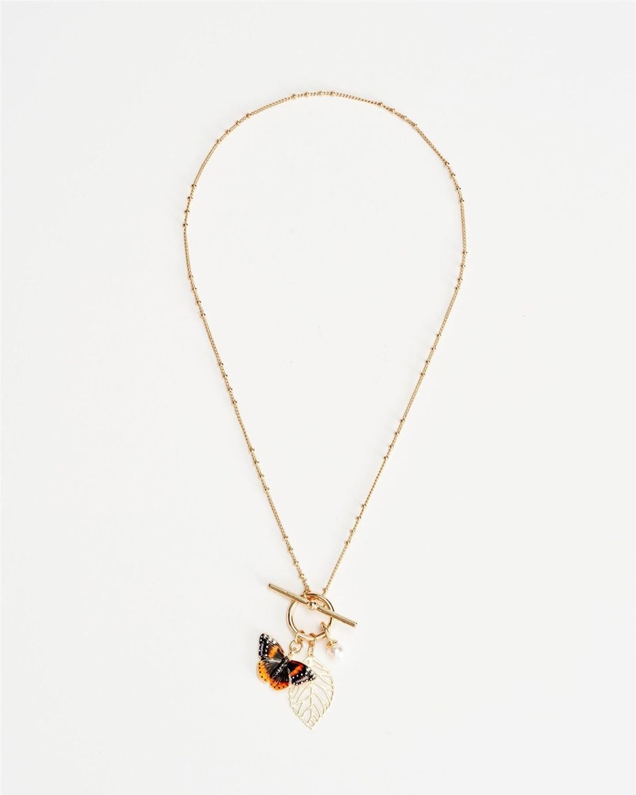 Jewellery Fable England | Enamel Red Admiral Charm Necklace