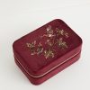 Jewellery Fable England | Robin Love Embroidered Large Jewellery Box Redcurrant Velvet