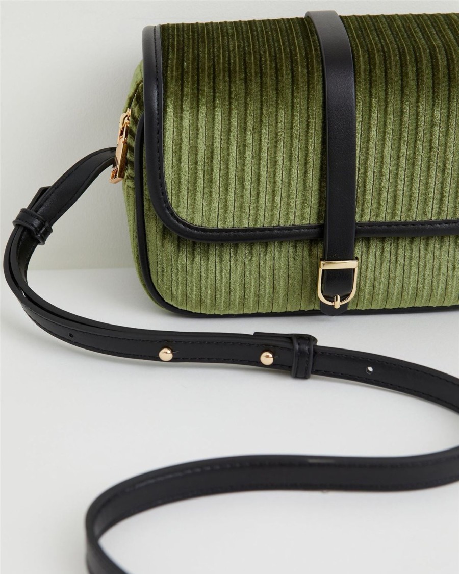 Handbags Fable England | Vivianne Velvet Camera Bag - Jade Green