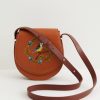 Handbags Fable England | Blue Tit Embroidered Mini Saddle Bag