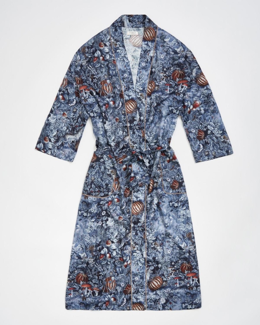 Nightwear Fable England | Nocturnal Garden Kimono Midnight Blue