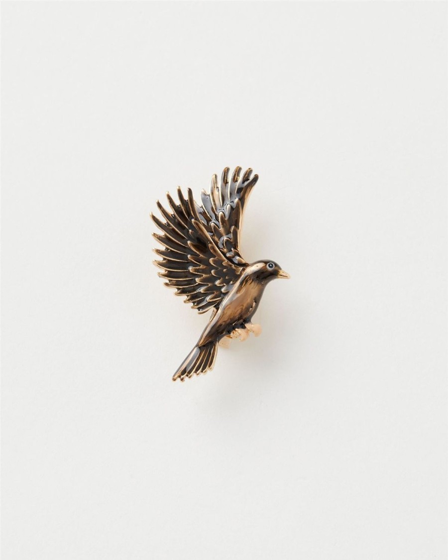 Jewellery Fable England | Enamel Black Bird Brooch