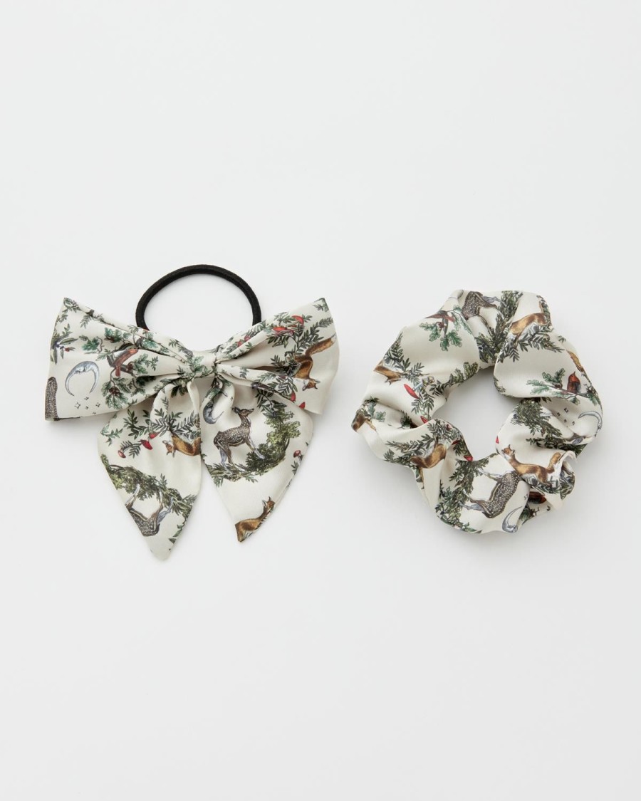 Accessories Fable England | A Night'S Tale Scrunchie & Bow Crystal Grey