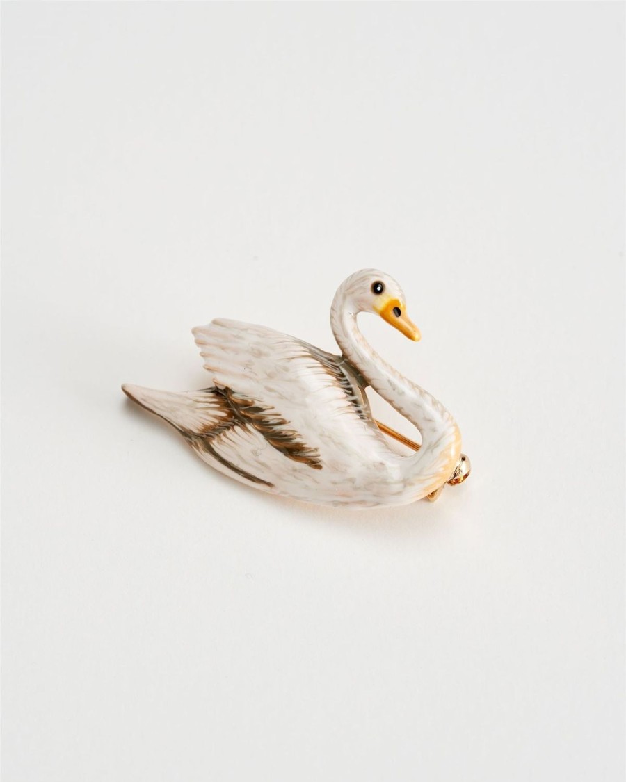 Jewellery Fable England | Enamel Swan Brooch