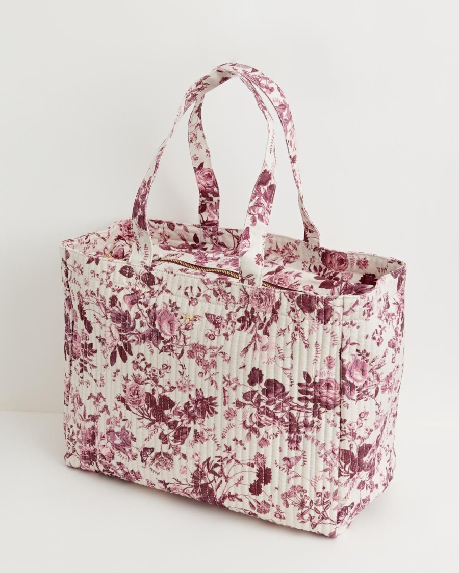 Handbags Fable England | Rambling Rose Tote Burgundy