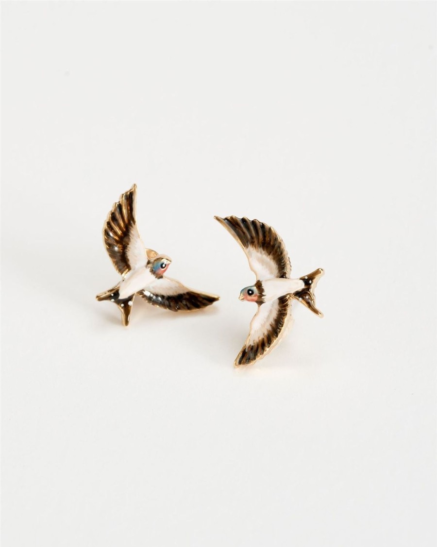 Jewellery Fable England | Enamel Swallow Stud Earrings