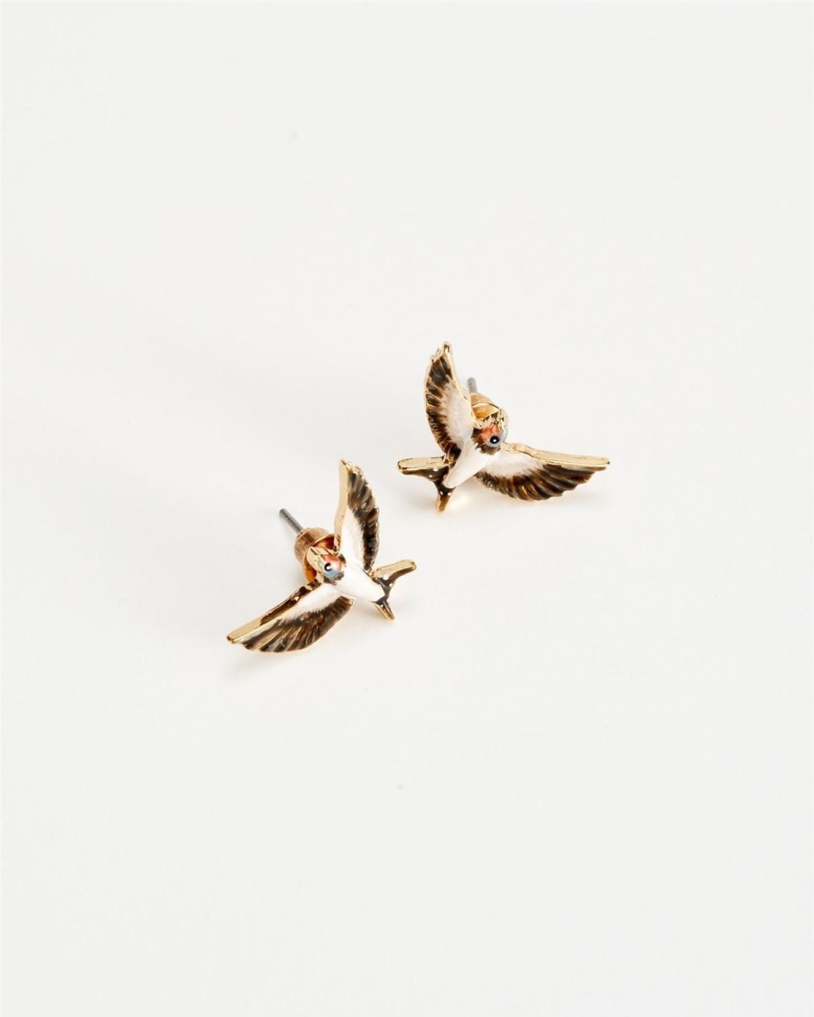 Jewellery Fable England | Enamel Swallow Stud Earrings