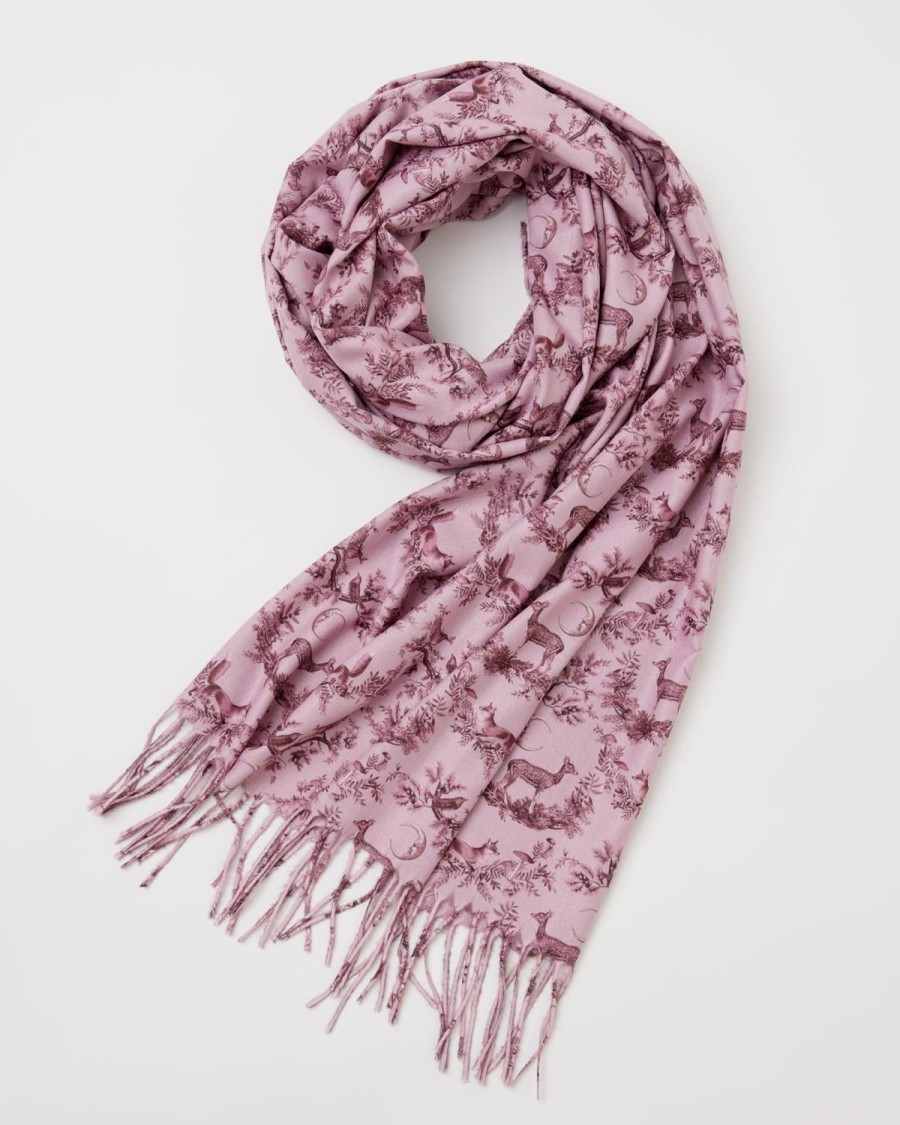 Scarves & Hats Fable England | A Night'S Tale Woodland Dusky Rose Heavy Weight Scarf