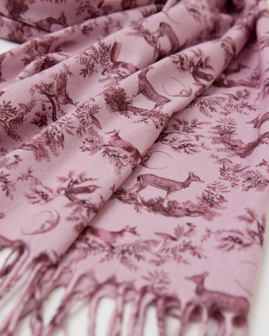 Scarves & Hats Fable England | A Night'S Tale Woodland Dusky Rose Heavy Weight Scarf