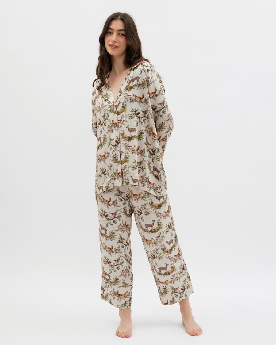 Nightwear Fable England | A Night'S Tale Woodland Pyjamas Crystal Grey